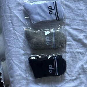Women’s ALO YOGA socks - White, Gray, and Black